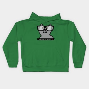 Portrait of Perfect Cat in Glasses Says You Are Purrfect Kids Hoodie